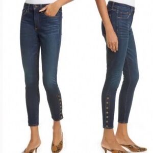 Veronica Beard Debbie High Rise Skinny Jeans Snap Button Side Vent